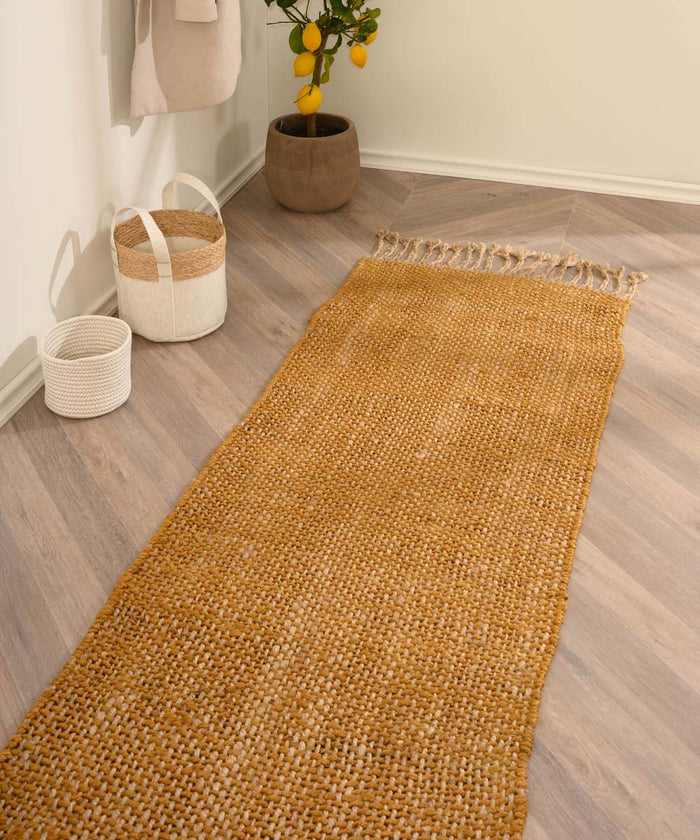 Boho&me Jute loper Chunky - Boho & me - goud|naturel - 70x200 cm
