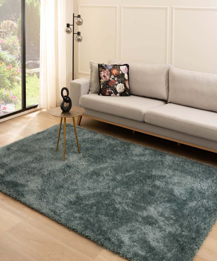 Tapeso Hoogpolig vloerkleed velvet - Posh blauw - 120x180 cm