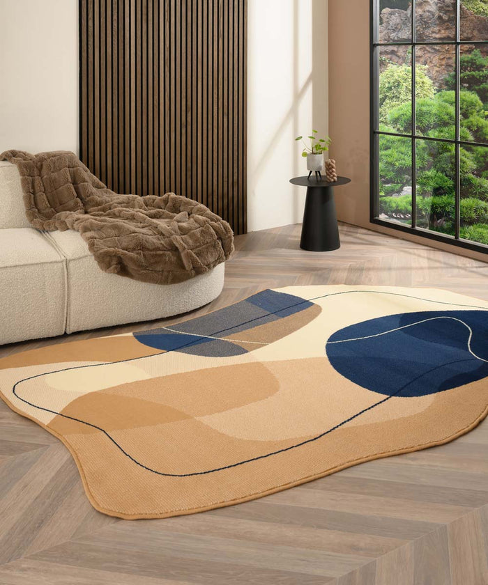 Tapeso Organisch vloerkleed - Ease Stone blauw - 160x230 cm
