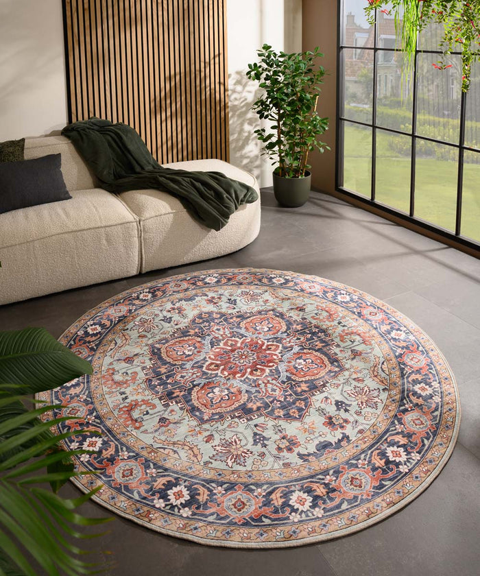 Heritaged Rond Vintage buitenkleed - Valenca Fino groen|blauw - 160 cm