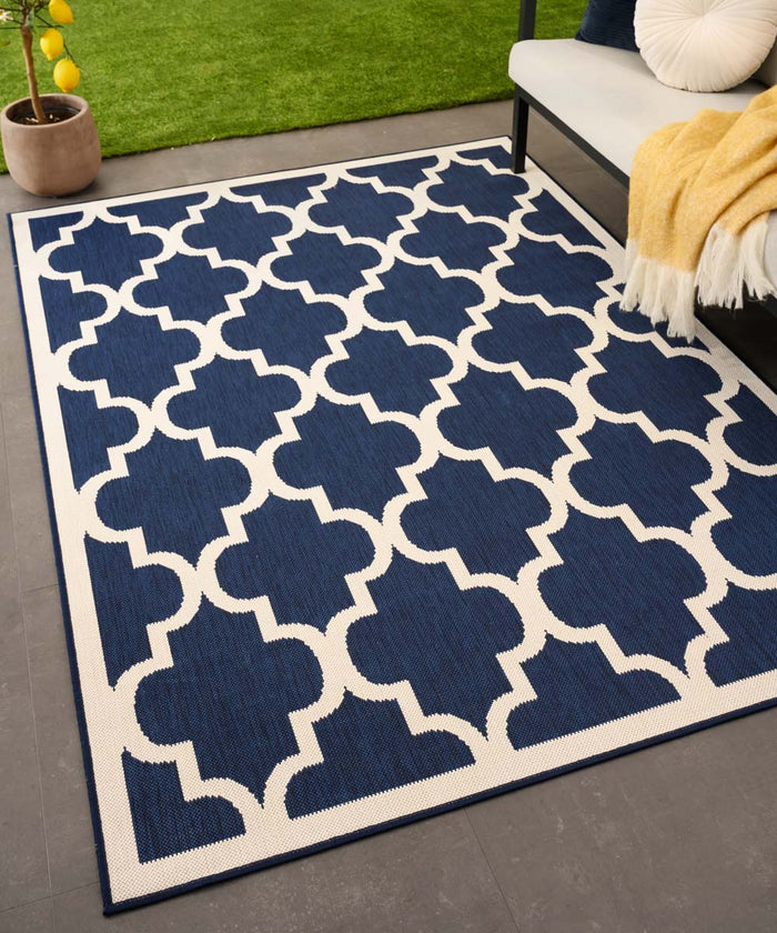 Tapeso Retro buitenkleed - Flip Lucky donkerblauw - 200x280 cm
