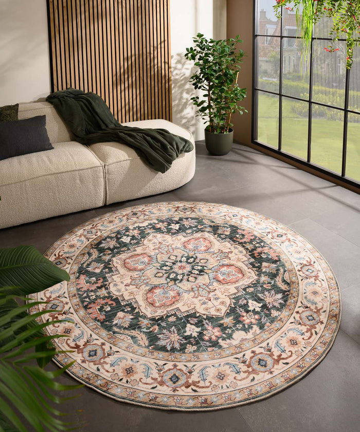 Heritaged Rond Vintage buitenkleed - Valenca Fino groen|rood - 115 cm