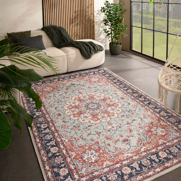 Heritaged Vintage buitenkleed - Valenca Nova saliegroen|rood - 230x330