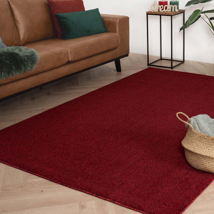 Tapeso Vierkant vloerkleed Fine - rood - 100x100 cm