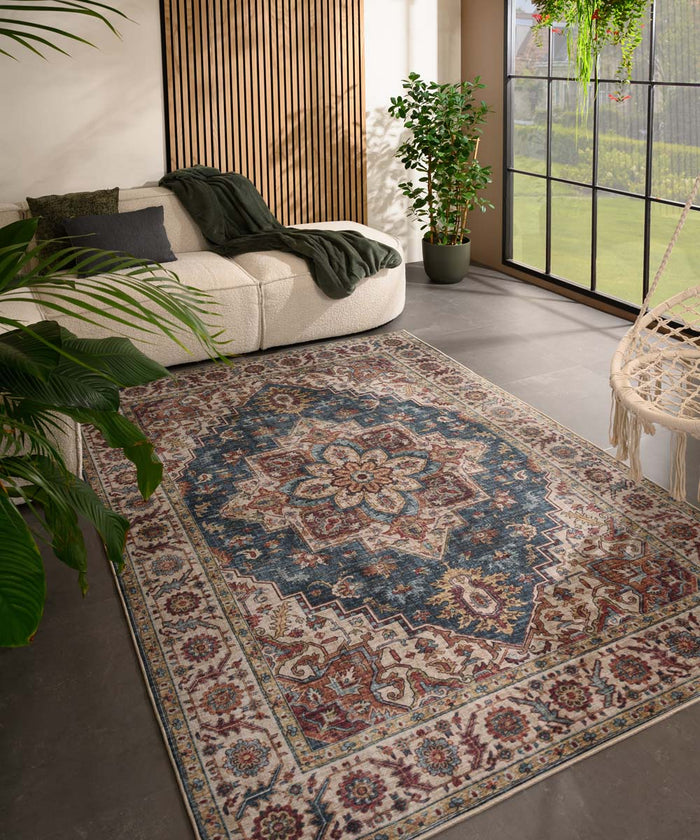 Heritaged Vintage buitenkleed - Valenca Brio beige|blauw - 120x160 cm