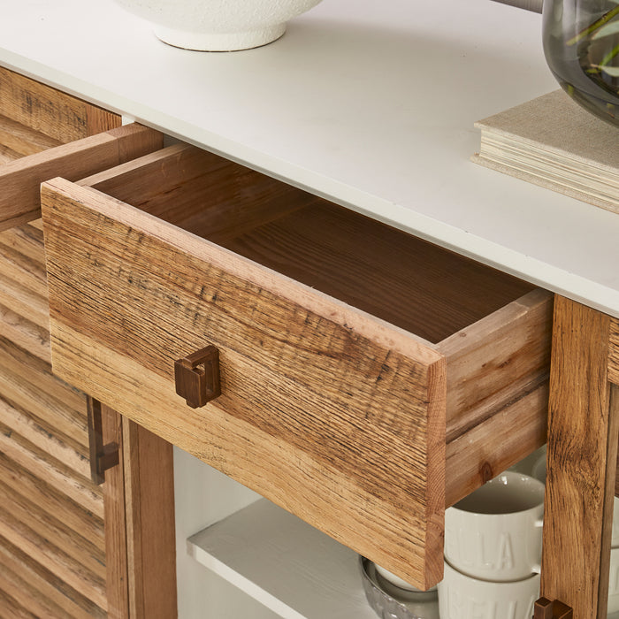 Rivièra Maison - Lake Sideboard in gerecycled eikenhout en glas, 194x44x85 cm