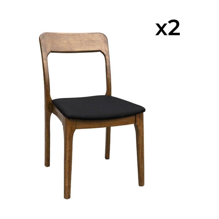 sweeek - Vintage stoel van heveahout en stof (set van 2)