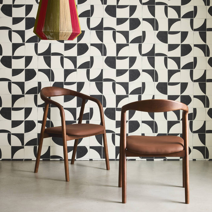 sweeek - Stoelen vintage rubberhout en kunstleer (set van 2)