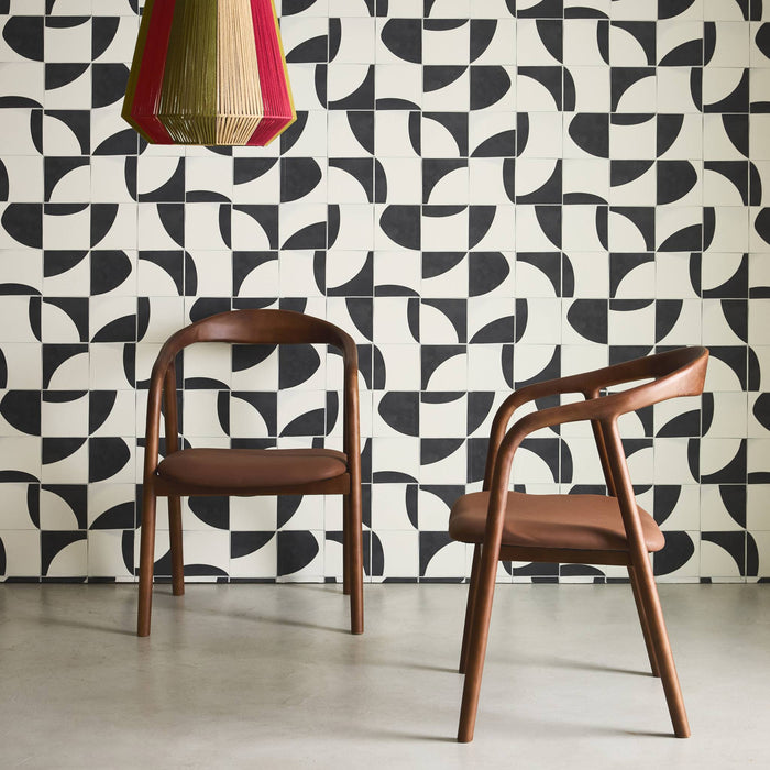 sweeek - Stoelen vintage rubberhout en kunstleer (set van 2)