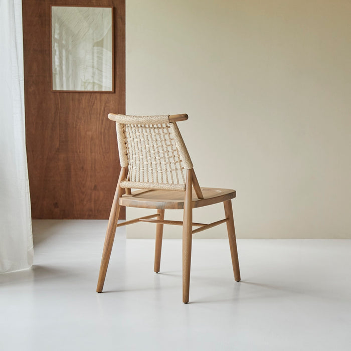 Tikamoon - Set van 2 stoelen in acaciahout met vlechtwerk Arturo