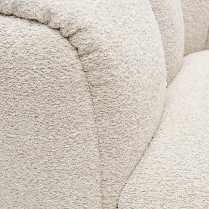 Rivièra Maison - Luxe 3,5-zitsbank Vicenza in Off White van Polyester en Pijnhout, 240x108x80 cm