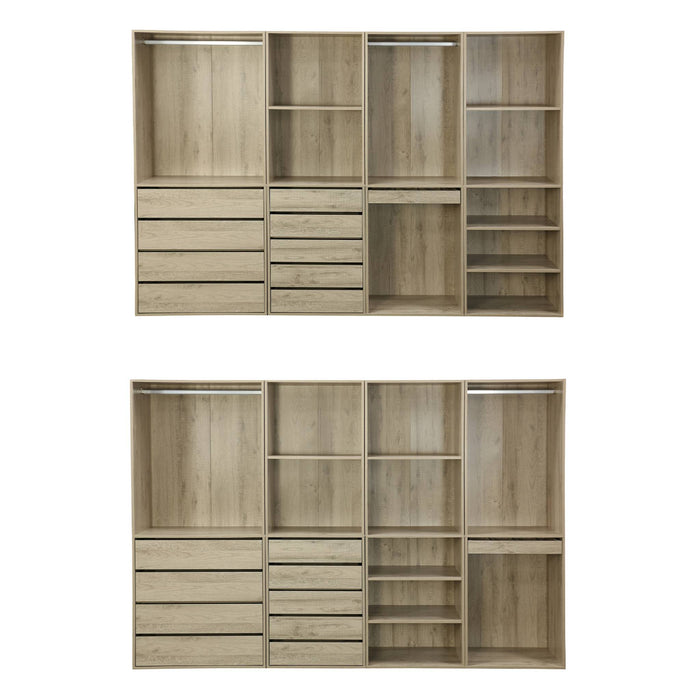 sweeek - Kledingkast 4 modules modulair 9 lades hangruimtes en vakken