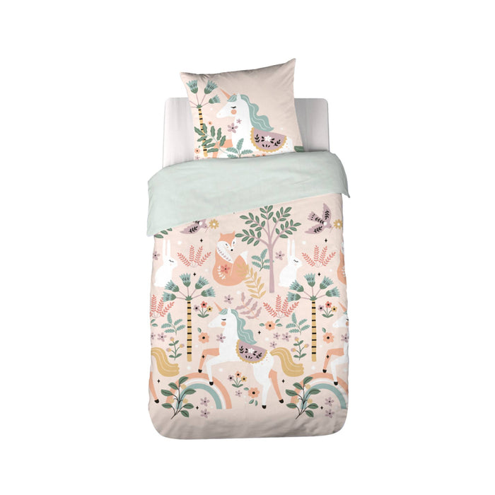 sweeek - Omkeerbare dekbedset 1-persoons met eenhoorn | dans thema 140