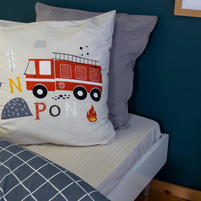 sweeek - Omkeerbare 1-persoons dekbedovertrek brandweer thema