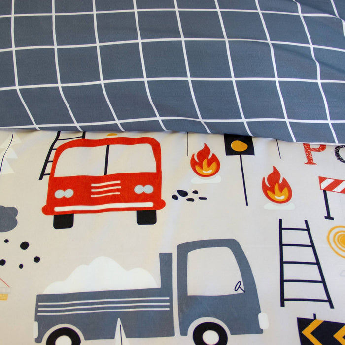 sweeek - Omkeerbare 1-persoons dekbedovertrek brandweer thema