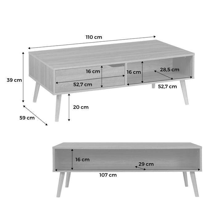 sweeek - Vintage salontafel in walnootkleurig hout