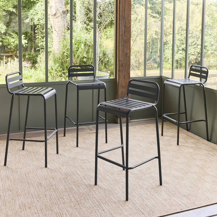 sweeek - Hoge tuinstoelen metaal (set van 4)