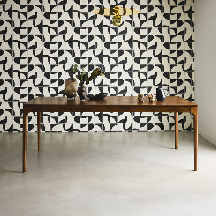 Rechthoekige eettafel van heveahout in walnootkleurig fineer - sweeek