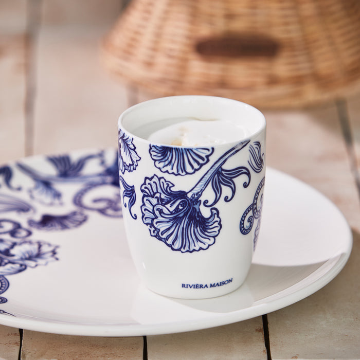 Riviera Maison Mok Blauw, Wit - Amalfi Theemok, koffiemok - Porselein