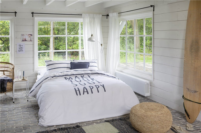 Walra - Dekbedovertrek Happy Wake Up - 240x220 - Wit | Blauw