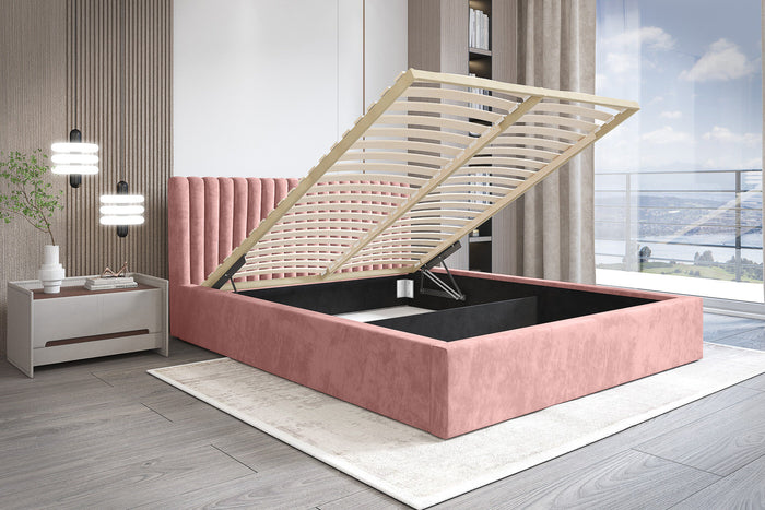 Trae Mobler Vegas 160 x 200 cm Gestoffeerd Bed Stoffig Roze