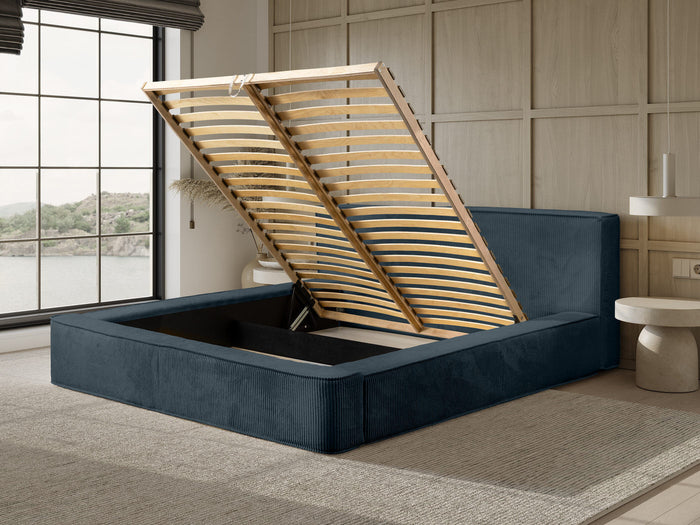 Trae Mobler Harmon 180x200 cm Gestoffeerd Bed Navy Blauw