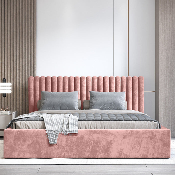 Trae Mobler Vegas 160 x 200 cm Gestoffeerd Bed Stoffig Roze
