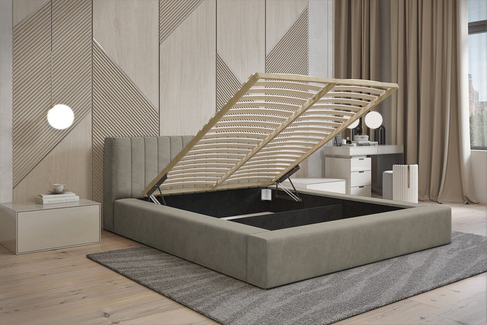 Trae Mobler Como140 x 200 cm Gestoffeerd Bed Taupe