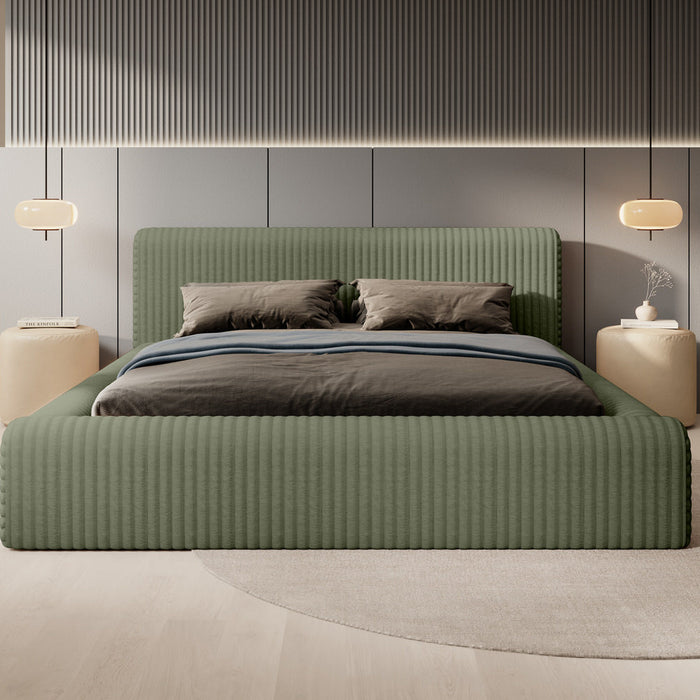 Trae Mobler Hana 140 x 200 cm Gestoffeerd Bed Olijfgroen