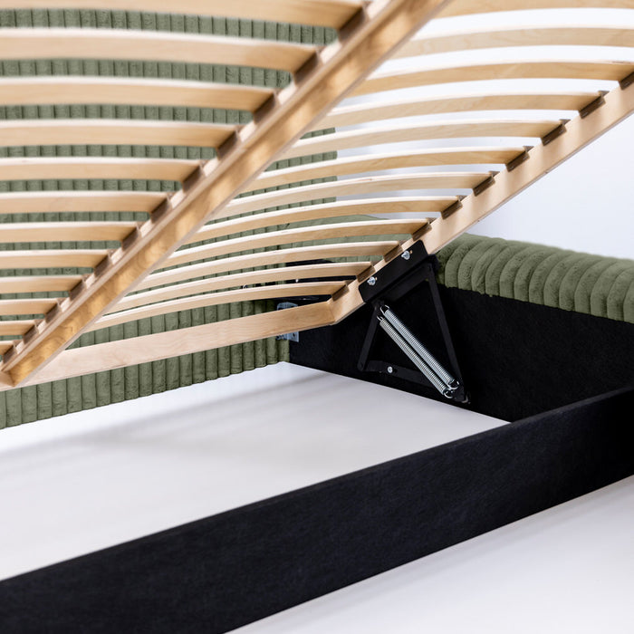 Trae Mobler Hana 140 x 200 cm Gestoffeerd Bed Olijfgroen