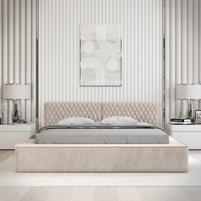 Trae Mobler Azurro 140 x 200 cm Gestoffeerd Bed Beige
