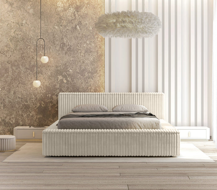 Trae Mobler Melody 140 x 200 cm Gestoffeerd Bed Creme