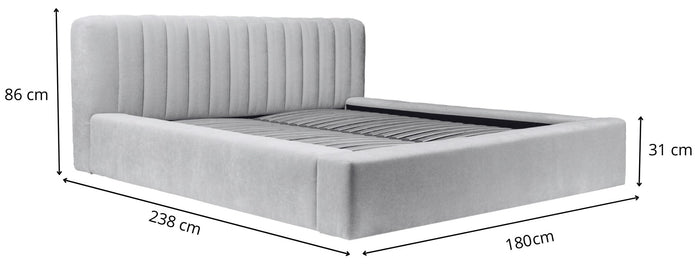 Trae Mobler Como 140 x 200 cm Gestoffeerd Bed Donkerblauw