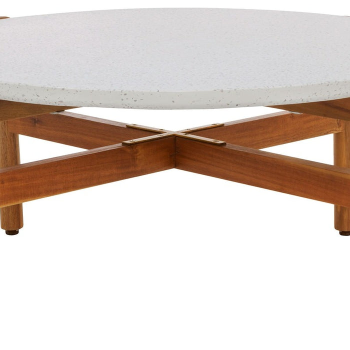 House Nordic Terracina Ronde Salontafel Acacia|Terrazo