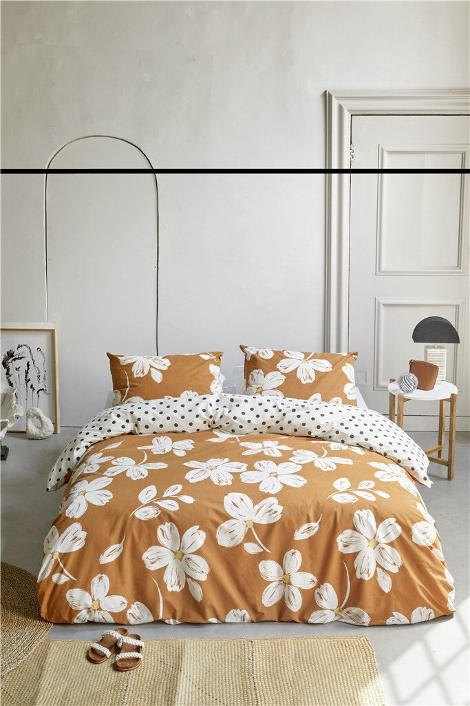 Walra - Dekbedovertrek Fancy Flowers - 200x220 - Cognac