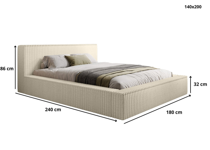 Trae Mobler Melody 140 x 200 cm Gestoffeerd Bed Donkergrijs