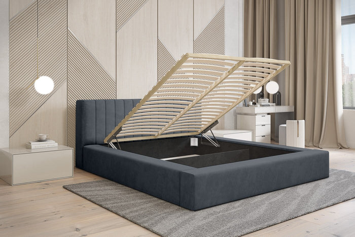 Trae Mobler Como 160 x 200 cm Gestoffeerd Bed Donkerblauw