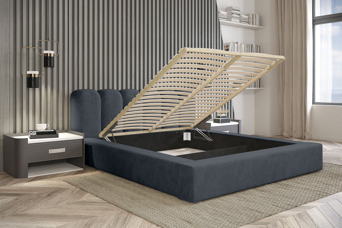 Trae Mobler Dallas 180 x 200 cm Gestoffeerd Bed Donkerblauw