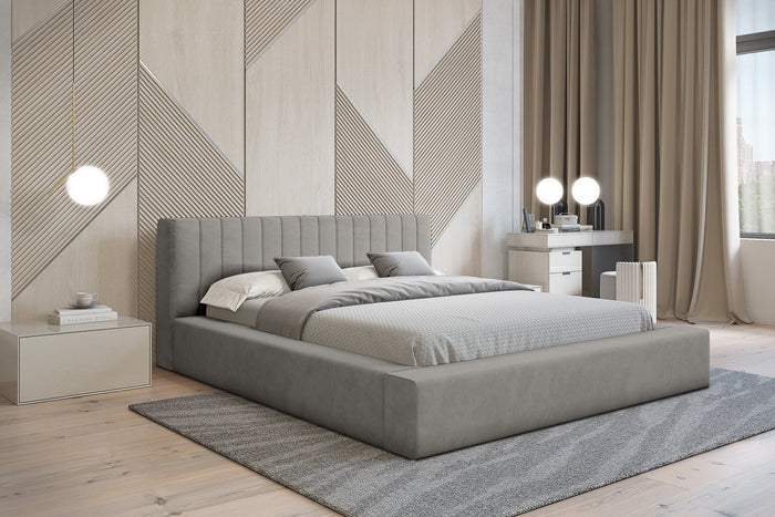 Trae Mobler Como 140 x 200 cm Gestoffeerd Bed Grijs