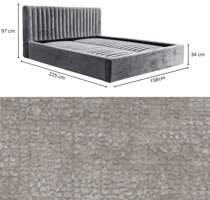 Trae Mobler Vegas 140 x 200 cm Gestoffeerd Bed Grijs