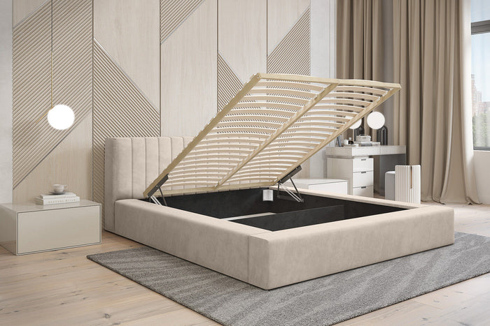 Trae Mobler Como 140 x 200 cm Gestoffeerd Bed Beige