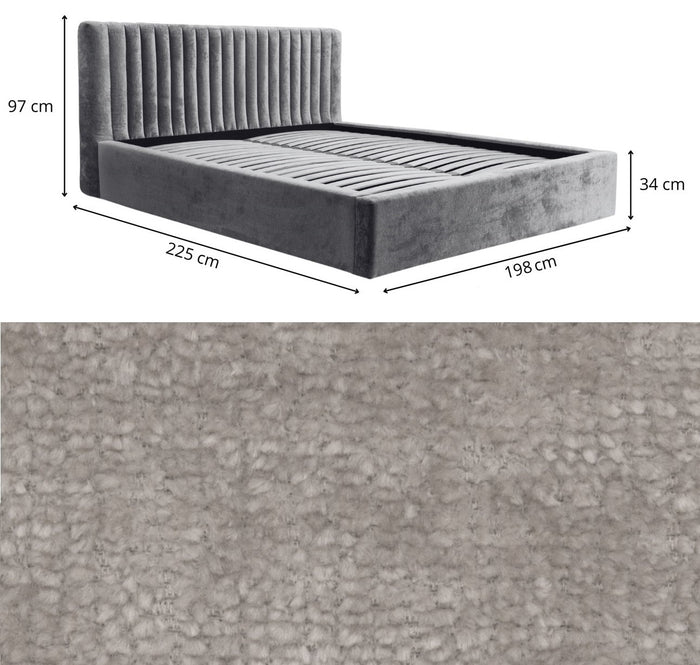 Trae Mobler Vegas 180 x 200 cm Gestoffeerd Bed Grijs