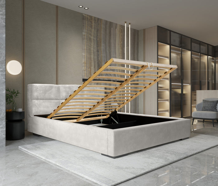 Trae Mobler Porto 140 x 200 cm Gestoffeerd Bed Pearl