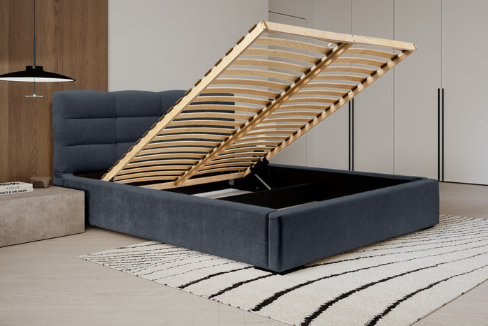 Trae Mobler Faro 180 x 200 cm Gestoffeerd Bed Donkerblauw