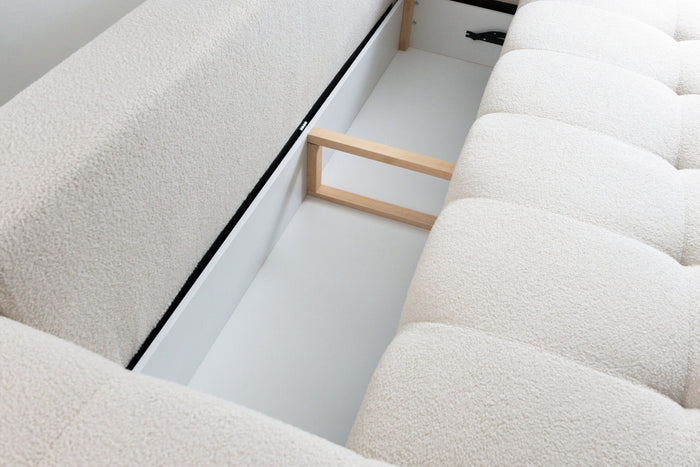 Trae Mobler Lussi 3-Zits Slaapbank Beige Bouclé