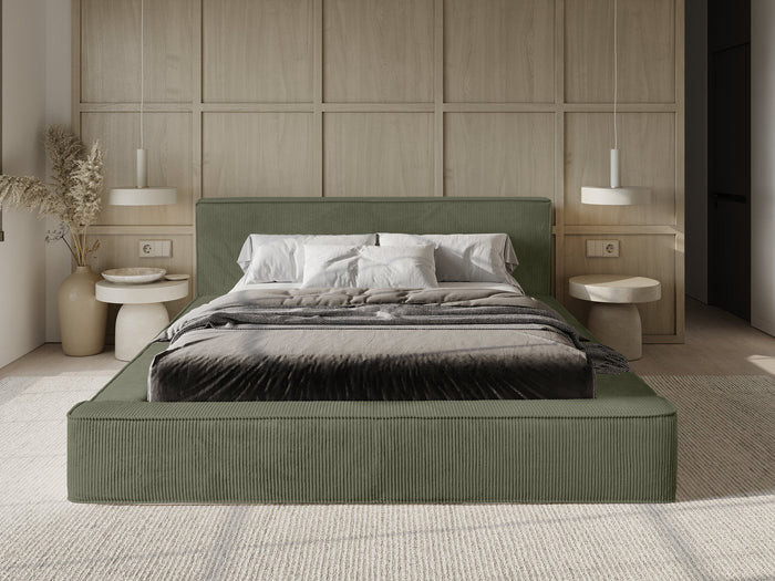 Trae Mobler Harmon 180x200 cm Gestoffeerd Bed Olijfgroen