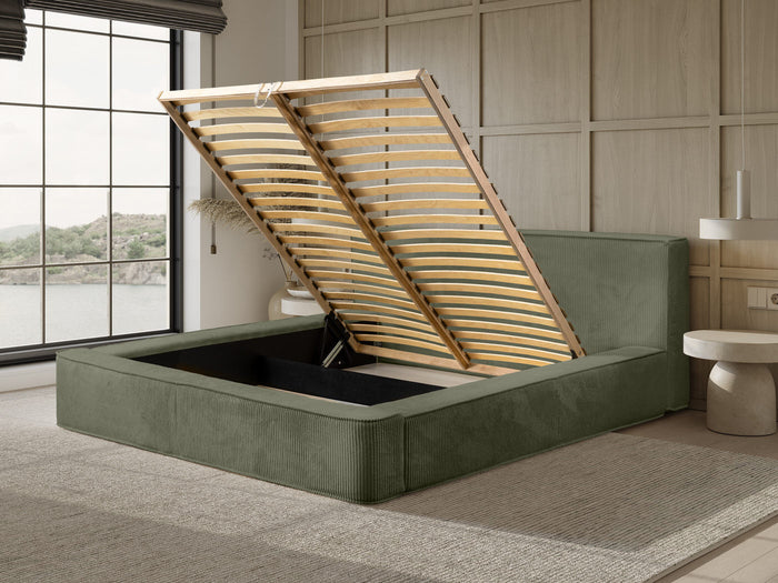 Trae Mobler Harmon 180x200 cm Gestoffeerd Bed Olijfgroen