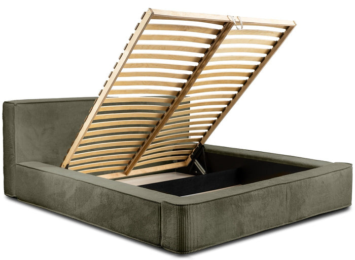 Trae Mobler Harmon 180x200 cm Gestoffeerd Bed Olijfgroen