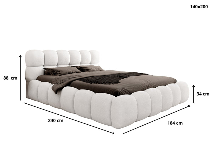 Trae Mobler Boston 140 x 200 cm Gestoffeerd Bed Beige