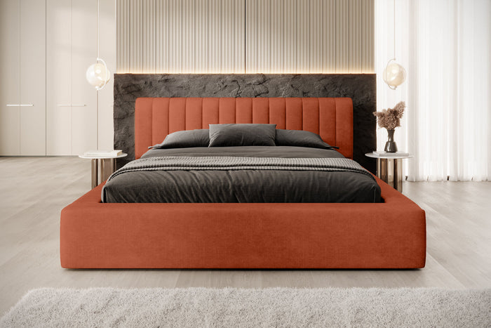 Trae Mobler Amira 160 x 200 cm Gestoffeerd Bed Baksteenrood